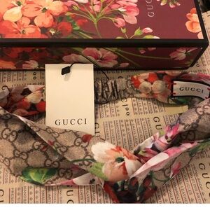 Gucci Floral Scarf - Red, Pink, Green